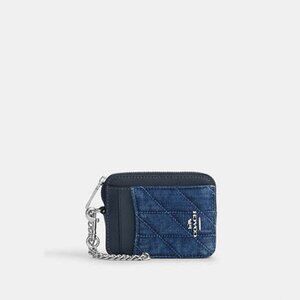Coach Denim Zip Card Case With Quilting